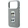 Калъф за телефон за iPhone 18 Pro / iPhone 17 Pro Saffiano with K&C Heads Pins and Logo (KLHCP18LPSWFDHPG) - Karl Lagerfeld - Сив