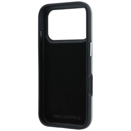 Калъф за телефон за iPhone 18 Pro / iPhone 17 Pro Saffiano with K&C Heads Pins and Logo (KLHCP18LPSWFDHPG) - Karl Lagerfeld - Сив