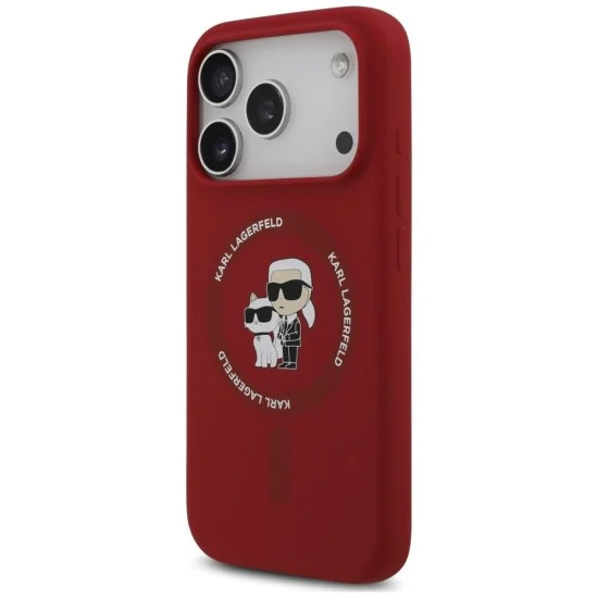Калъф за телефон за iPhone 18 Pro / iPhone 17 Pro Silicone KC Body Ring MagSafe (KLHMP18LSCMKCRHR) - Karl Lagerfeld - Червен