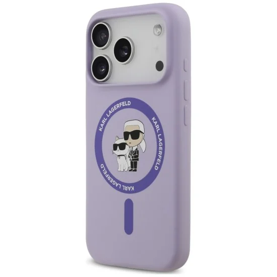 Калъф за телефон за iPhone 18 Pro / iPhone 17 Pro Silicone KC Body Ring MagSafe (KLHMP18LSCMKCRHU) - Karl Lagerfeld - Лилав