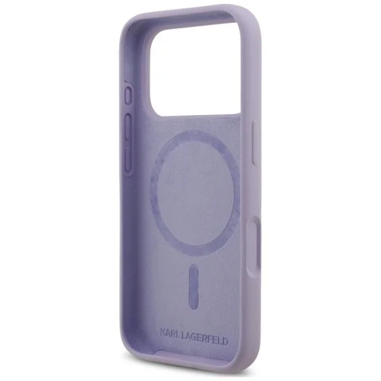 Калъф за телефон за iPhone 18 Pro / iPhone 17 Pro Silicone KC Body Ring MagSafe (KLHMP18LSCMKCRHU) - Karl Lagerfeld - Лилав