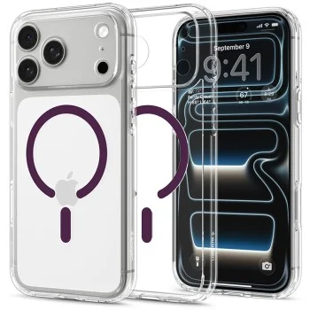 Калъф за телефон за iPhone 18 Pro / iPhone 17 Pro Ultra Hybrid MagSafe (ACS12335) - Spigen - Прозрачен / Тъмна череша