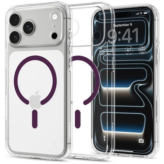 Калъф за телефон за iPhone 18 Pro / iPhone 17 Pro Ultra Hybrid MagSafe (ACS12335) - Spigen - Прозрачен / Тъмна череша