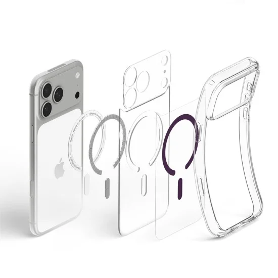 Калъф за телефон за iPhone 18 Pro / iPhone 17 Pro Ultra Hybrid MagSafe (ACS12335) - Spigen - Прозрачен / Тъмна череша