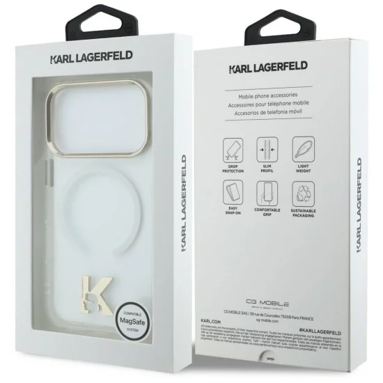 Калъф за телефон за iPhone 18 Pro / iPhone 17 Pro IML K Head Logo MagSafe (KLHMP18L5HTMKHDH) - Karl Lagerfeld - Прозрачен