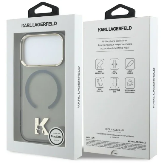 Калъф за телефон за iPhone 18 Pro / iPhone 17 Pro IML K Head Logo MagSafe (KLHMP18L5HTMKHDK) - Karl Lagerfeld - Черен
