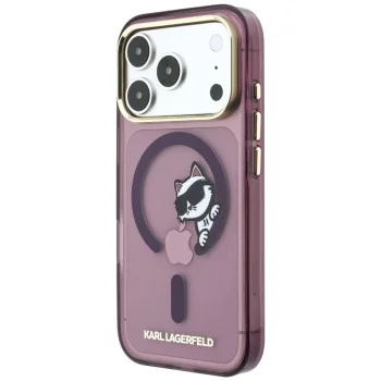 Калъф за телефон за iPhone 18 Pro / iPhone 17 Pro IML Peekaboo Print Metal Frame MagSafe (KLHMP18L6HCPSCR) - Karl Lagerfeld - Бордо
