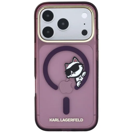 Калъф за телефон за iPhone 18 Pro / iPhone 17 Pro IML Peekaboo Print Metal Frame MagSafe (KLHMP18L6HCPSCR) - Karl Lagerfeld - Бордо