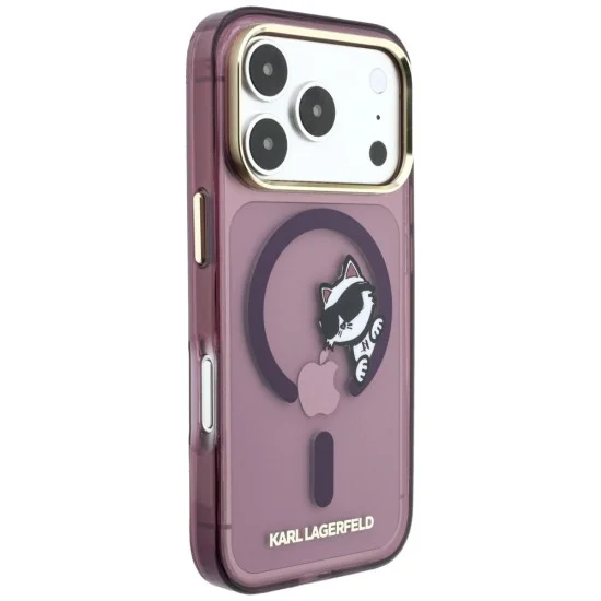 Калъф за телефон за iPhone 18 Pro / iPhone 17 Pro IML Peekaboo Print Metal Frame MagSafe (KLHMP18L6HCPSCR) - Karl Lagerfeld - Бордо