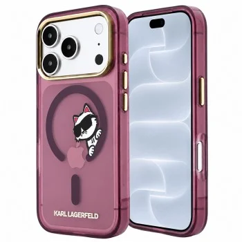 Калъф за телефон за iPhone 18 Pro / iPhone 17 Pro IML Peekaboo Print Metal Frame MagSafe (KLHMP18L6HCPSCR) - Karl Lagerfeld - Бордо