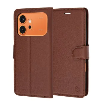 Калъф тип тефтер за Honor 600 / 600 Pro - Leather Folio - Techsuit - Кафяв