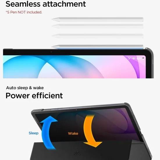 Калъф тип тефтер за Samsung Galaxy Tab S12 Plus Liquid Air Folio (ACS11828) - Spigen - Черен