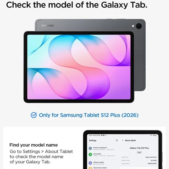 Калъф тип тефтер за Samsung Galaxy Tab S12 Plus Liquid Air Folio (ACS11828) - Spigen - Черен