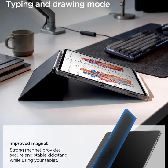 Калъф тип тефтер за Samsung Galaxy Tab S12 Ultra / Tab S11 Ultra Liquid Air Folio (ACS11821) - Spigen - Черен
