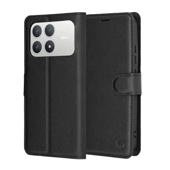 Калъф тип тефтер за Xiaomi Poco F8 Pro - Techsuit Leather Folio - Черен