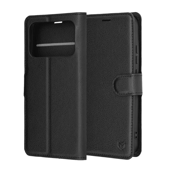 Калъф тип тефтер за Xiaomi Poco F8 Pro - Techsuit Leather Folio - Черен