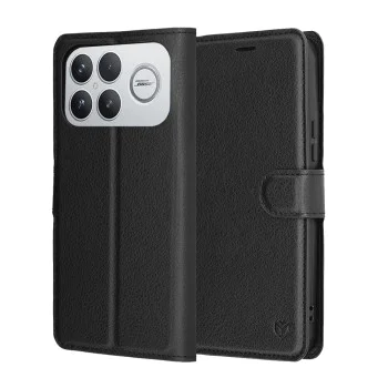 Калъф тип тефтер за Xiaomi Poco F8 Ultra - Techsuit Leather Folio - Черен