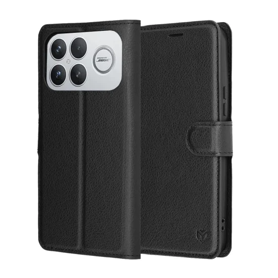 Калъф тип тефтер за Xiaomi Poco F8 Ultra - Techsuit Leather Folio - Черен