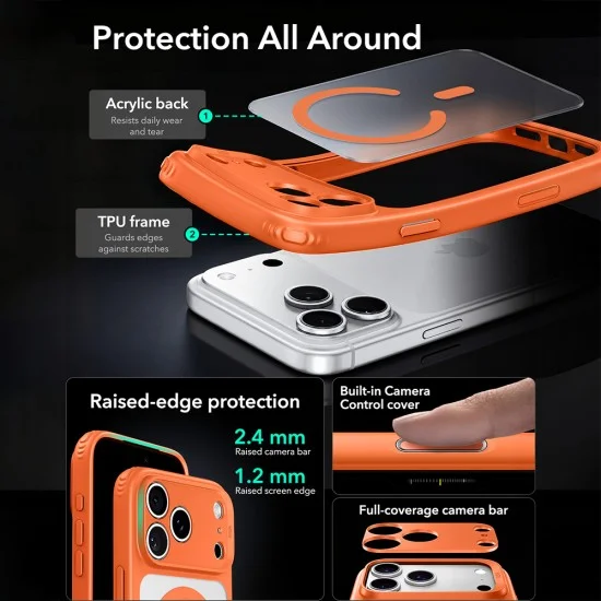 Калъф ESR Classic Hybrid HaloLock - iPhone 18 Pro / iPhone 17 Pro - Матово оранжев