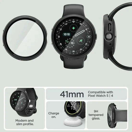 Калъф за Google Pixel Watch 4 41mm / Watch 5 41mm Thin Fit 360 (ACS11750) - Spigen - Черен