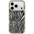 Калъф Guess Zebra Glitter Triangle Logo MagSafe (GUHMP18L6HZPGTLD) - iPhone 18 Pro / iPhone 17 Pro - Златист