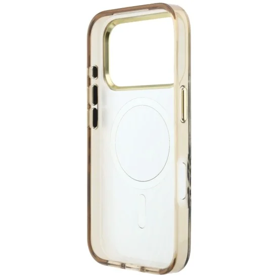 Калъф Guess Zebra Glitter Triangle Logo MagSafe (GUHMP18L6HZPGTLD) - iPhone 18 Pro / iPhone 17 Pro - Златист