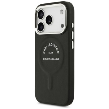 Калъф Karl Lagerfeld HC MagSafe Leather EMB. Ring with Karl RSG Logo (KLHMP18LPSKRSGEK) - iPhone 18 Pro / iPhone 17 Pro - Черен