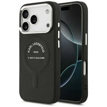 Калъф Karl Lagerfeld HC MagSafe Leather EMB. Ring with Karl RSG Logo (KLHMP18LPSKRSGEK) - iPhone 18 Pro / iPhone 17 Pro - Черен