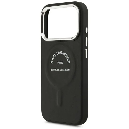 Калъф Karl Lagerfeld HC MagSafe Leather EMB. Ring with Karl RSG Logo (KLHMP18LPSKRSGEK) - iPhone 18 Pro / iPhone 17 Pro - Черен