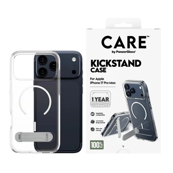 Калъф PanzerGlass® CARE Feature Kickstand MagSafe - iPhone 17 Pro Max - Прозрачен