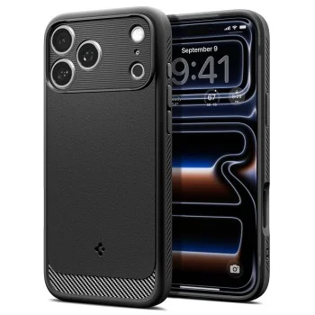Калъф Spigen - Rugged Armor MagSafe (ACS12147) - iPhone 18 Pro / iPhone 17 Pro - Черен