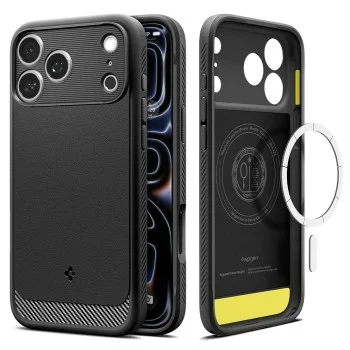 Калъф Spigen - Rugged Armor MagSafe (ACS12147) - iPhone 18 Pro / iPhone 17 Pro - Черен