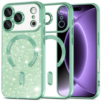 Калъф Techsuit Luxury Glitter MagSafe - iPhone 18 Pro / iPhone 17 Pro - Зелен