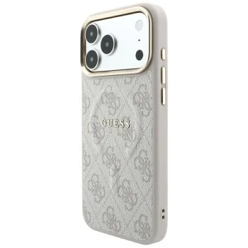 Калъф за iPhone 17 Pro - 4G Embossed Ring Classic Logo MagSafe (GUHMP18LP4MSEGP) - Guess - Розов