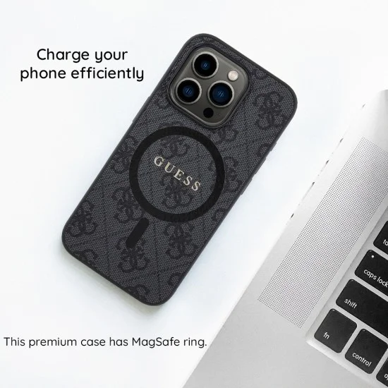 Калъф за iPhone 17 Pro - 4G Embossed Ring Classic Logo MagSafe (GUHMP18LP4MSEGP) - Guess - Розов