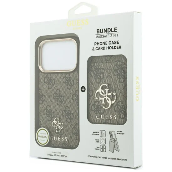 Калъф за iPhone 17 Pro Max - Hardcase 4G Cardslot MagSafe (GUBPHCP18XP4SM44CW) - Guess - Кафяв
