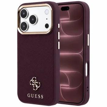 Калъф за телефон за iPhone 18 Pro Max / iPhone 17 Pro Max Saffiano Small 4G Classic MagSafe (GUHMP18X6PSA4DMU) - Guess - Бордо