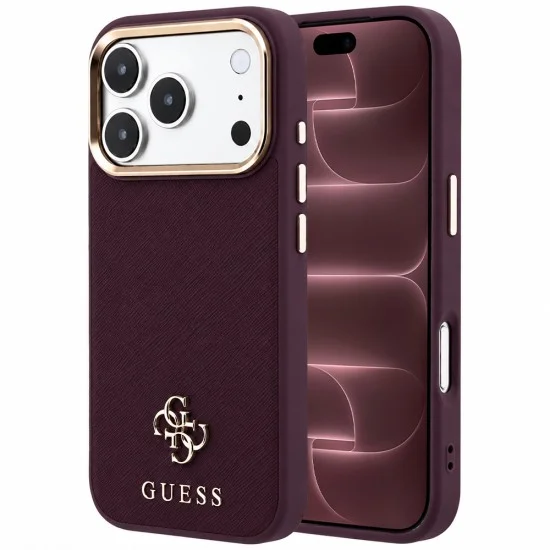 Калъф за iPhone 17 Pro Max - Saffiano Small 4G Classic MagSafe (GUHMP18X6PSA4DMU) - Guess - Бордо