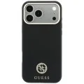 Калъф за iPhone 18 Pro Max / iPhone 17 Pro Max - Grained Leather Round Strass Logo MagSafe (GUHMP18X6PSRMDEK) - Guess - Черен