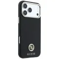 Калъф за iPhone 18 Pro Max / iPhone 17 Pro Max - Grained Leather Round Strass Logo MagSafe (GUHMP18X6PSRMDEK) - Guess - Черен