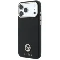 Калъф за iPhone 18 Pro Max / iPhone 17 Pro Max - Grained Leather Round Strass Logo MagSafe (GUHMP18X6PSRMDEK) - Guess - Черен