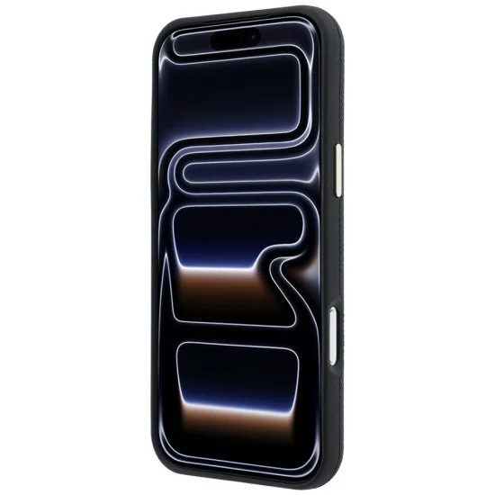 Калъф за iPhone 18 Pro Max / iPhone 17 Pro Max - Grained Leather Round Strass Logo MagSafe (GUHMP18X6PSRMDEK) - Guess - Черен