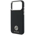 Калъф за iPhone 18 Pro Max / iPhone 17 Pro Max - Grained Leather Round Strass Logo MagSafe (GUHMP18X6PSRMDEK) - Guess - Черен
