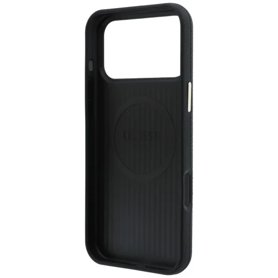 Калъф за iPhone 18 Pro Max / iPhone 17 Pro Max - Grained Leather Round Strass Logo MagSafe (GUHMP18X6PSRMDEK) - Guess - Черен