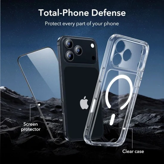 Калъф със протектор за екран ESR Classic Hybrid HaloLock + Screen Protector - iPhone 18 Pro / iPhone 17 Pro - Прозрачен
