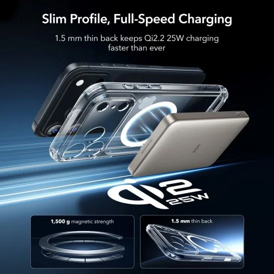 Калъф със протектор за екран ESR Classic Hybrid HaloLock + Screen Protector - iPhone 18 Pro / iPhone 17 Pro - Прозрачен