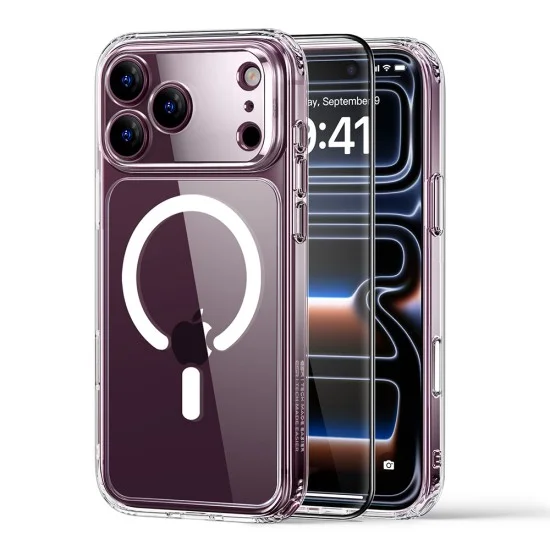 Калъф със протектор за екран ESR Classic Hybrid HaloLock + Screen Protector - iPhone 18 Pro / iPhone 17 Pro - Прозрачен