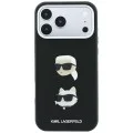 Калъф за телефон за iPhone 18 Pro Max / iPhone 17 Pro Max Saffiano with K&C Heads Pins and Logo (KLHCP18XPSWFDHPK) - Karl Lagerfeld - Черен