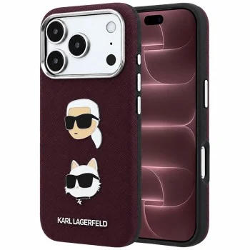 Калъф за телефон за iPhone 18 Pro Max / iPhone 17 Pro Max Saffiano with K&C Heads Pins and Logo (KLHCP18XPSWFDHPR) - Karl Lagerfeld - Бордо