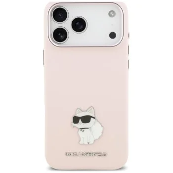 Калъф за телефон за iPhone 18 Pro Max / iPhone 17 Pro Max Silicone Choupette Metal Pin (KLHCP18XSMHCNPP) - Karl Lagerfeld - Розов